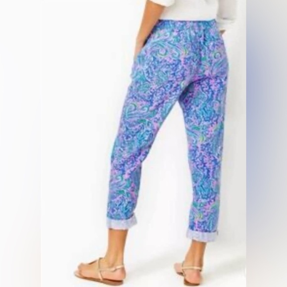 Lilly Pulitzer Pants - Lilly Pulitzer Blue and Purple Ankle-Length Cropped Pants